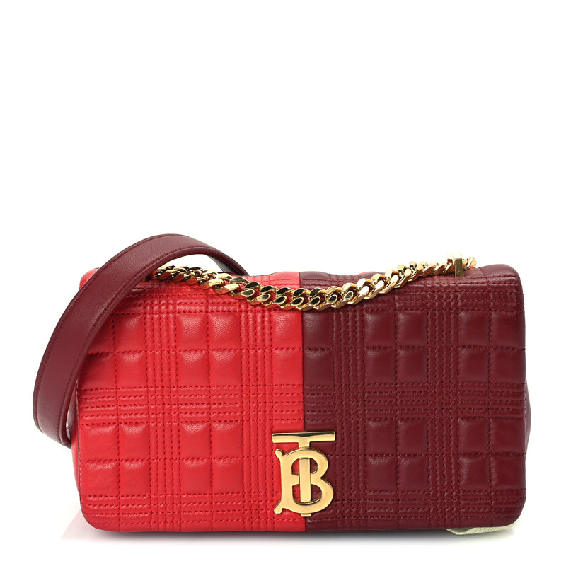  Burberry Lambskin Quilted Small Lola Bag Bright Red Dark Crimson