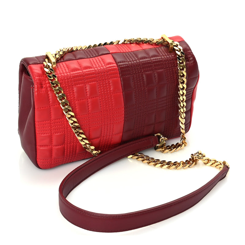  Burberry Lambskin Quilted Small Lola Bag Bright Red Dark Crimson