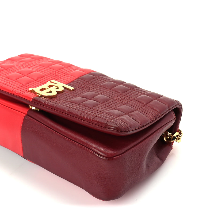 Burberry Lambskin Quilted Small Lola Bag Bright Red Dark Crimson Image 8