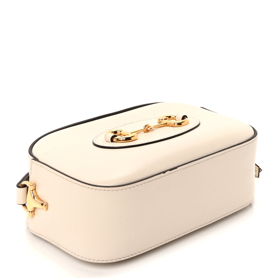 Gucci Azalea Calfskin Mini Horsebit 1955 Camera Shoulder Bag  Mystic White Image 3