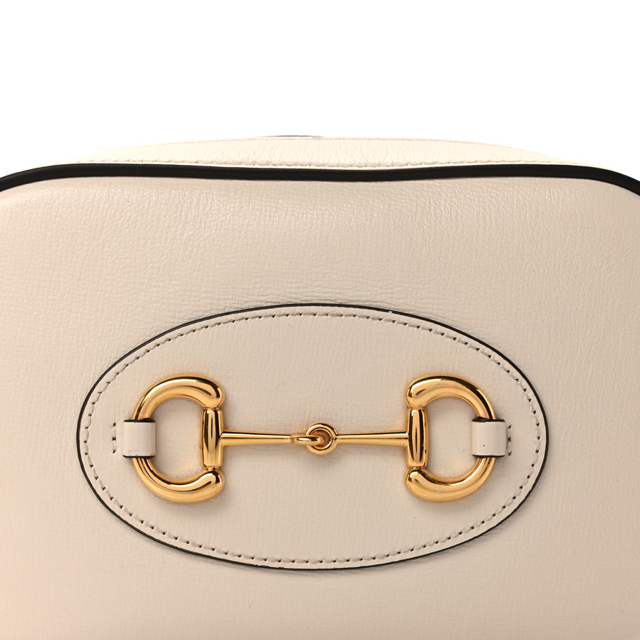 Gucci Azalea Calfskin Mini Horsebit 1955 Camera Shoulder Bag  Mystic White Image 6