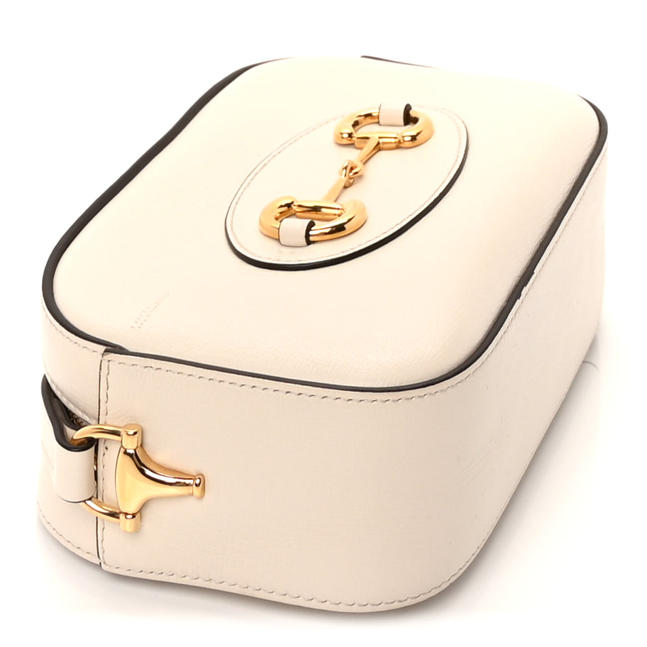 Gucci Azalea Calfskin Mini Horsebit 1955 Camera Shoulder Bag  Mystic White Image 7