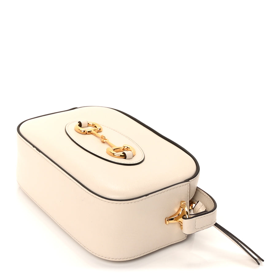 Gucci Azalea Calfskin Mini Horsebit 1955 Camera Shoulder Bag  Mystic White Image 8