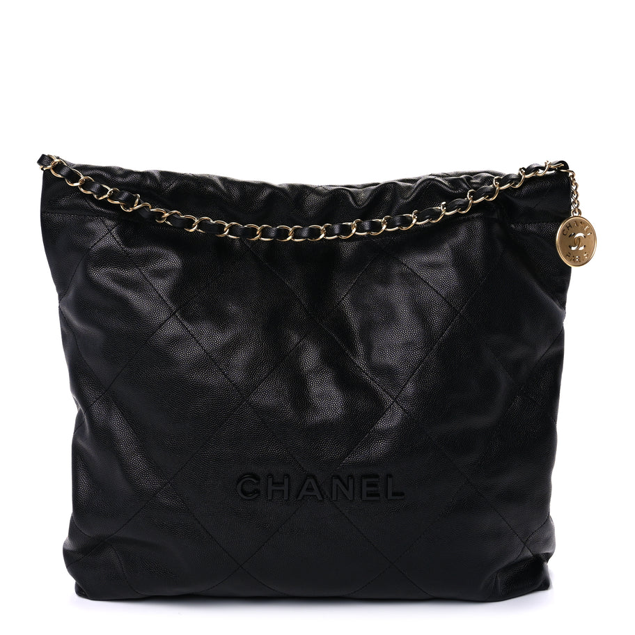 Chanel Shiny Caviar Quilted Monochrome Chanel 22  Black Image 2