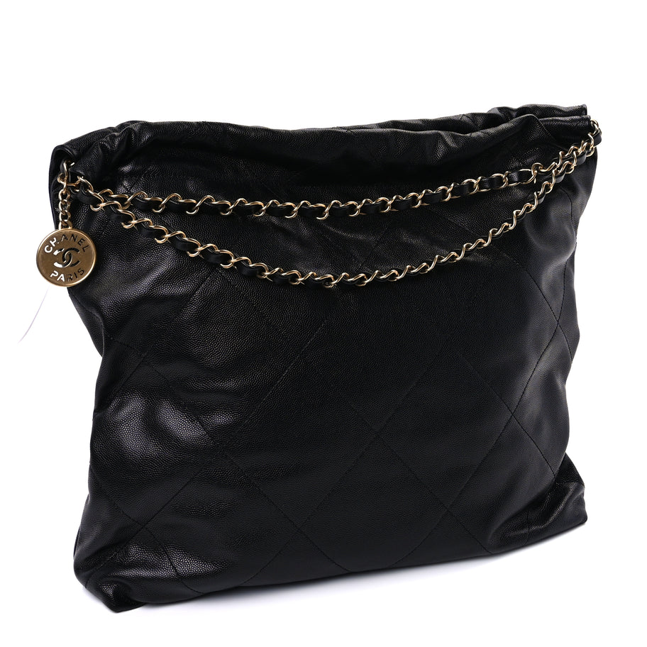 Chanel Shiny Caviar Quilted Monochrome Chanel 22  Black Image 3