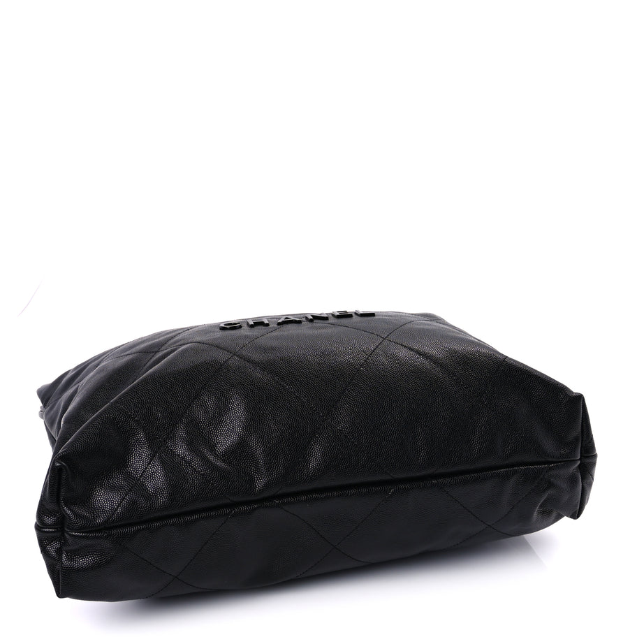 Chanel Shiny Caviar Quilted Monochrome Chanel 22  Black Image 4