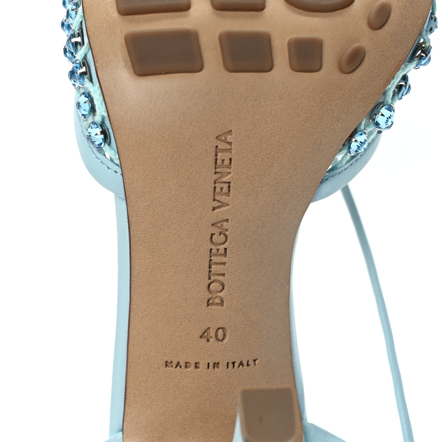 Bottega Veneta Mesh Nappa Crystal Embellished Sparkle Stretch Ankle Tie 90mm Sandals 40 Pale Blue Image 7