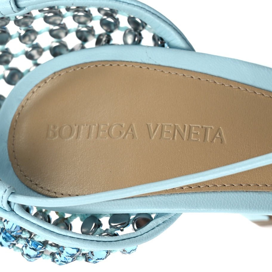 Bottega Veneta Mesh Nappa Crystal Embellished Sparkle Stretch Ankle Tie 90mm Sandals 40 Pale Blue Image 8