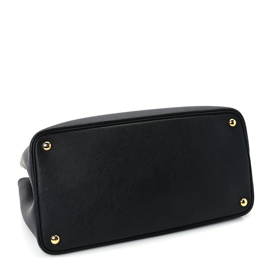 Prada Saffiano Cuir Medium Double Bag Black Mughetto Image 3