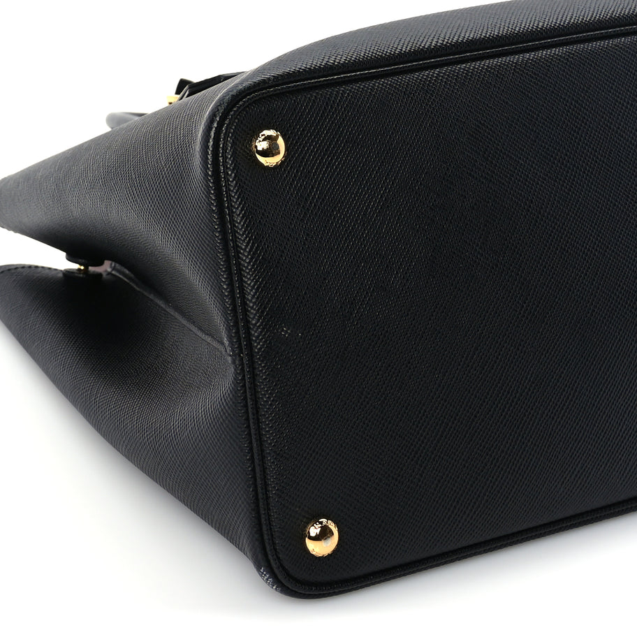 Prada Saffiano Cuir Medium Double Bag Black Mughetto Image 7