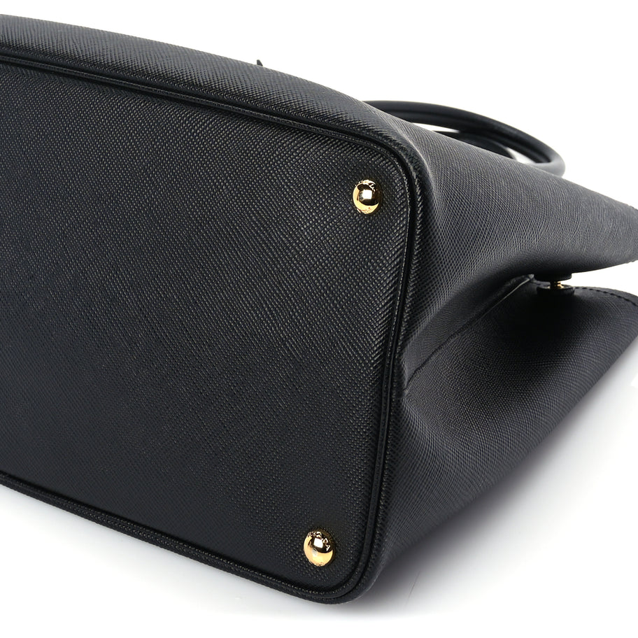 Prada Saffiano Cuir Medium Double Bag Black Mughetto Image 8
