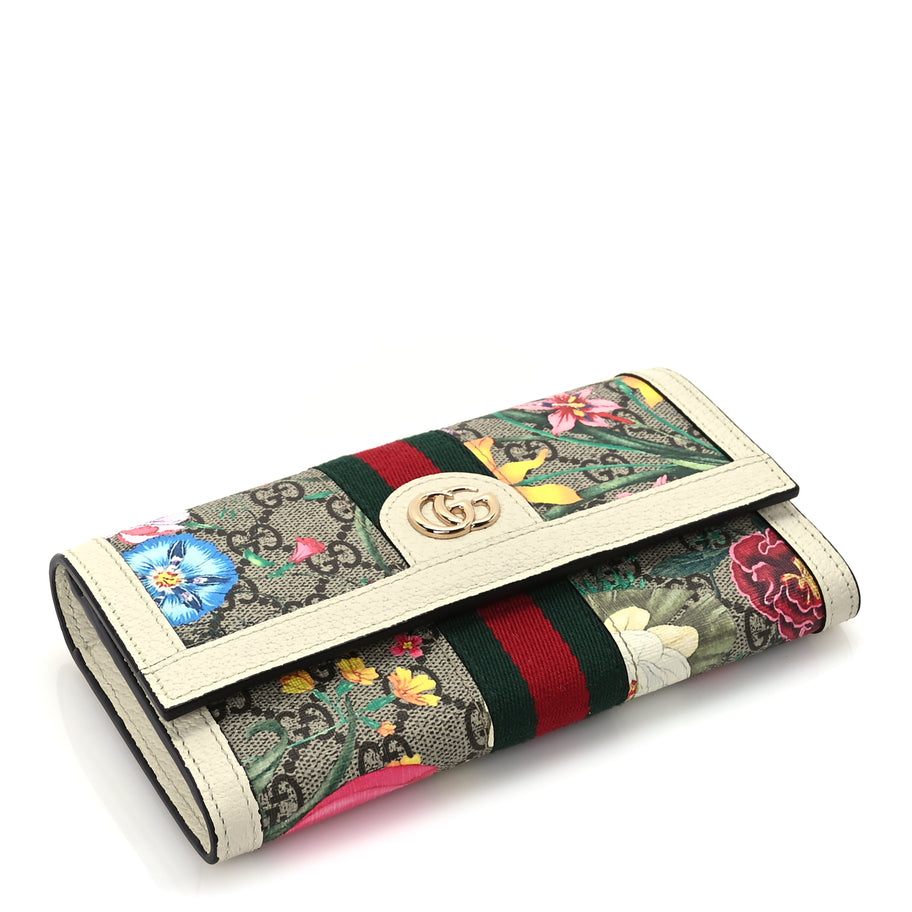 Gucci GG Supreme Monogram Flora Web Ophidia Continental Wallet White Image 4