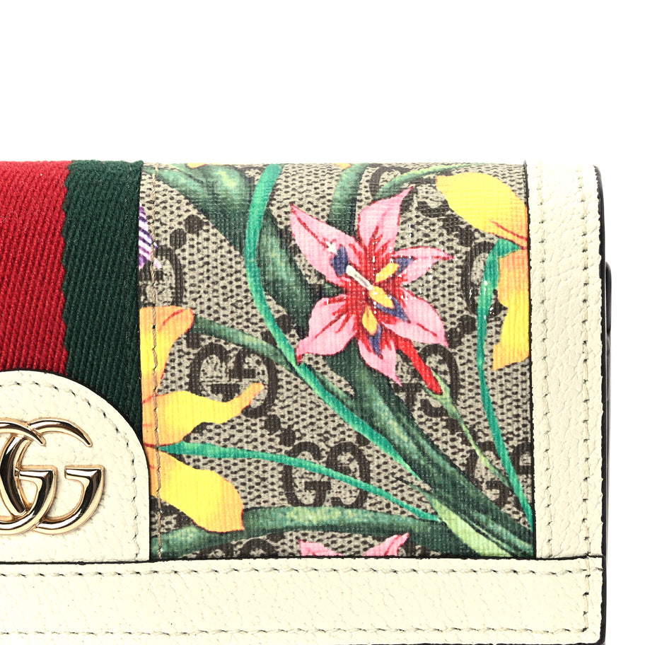 Gucci GG Supreme Monogram Flora Web Ophidia Continental Wallet White Image 6