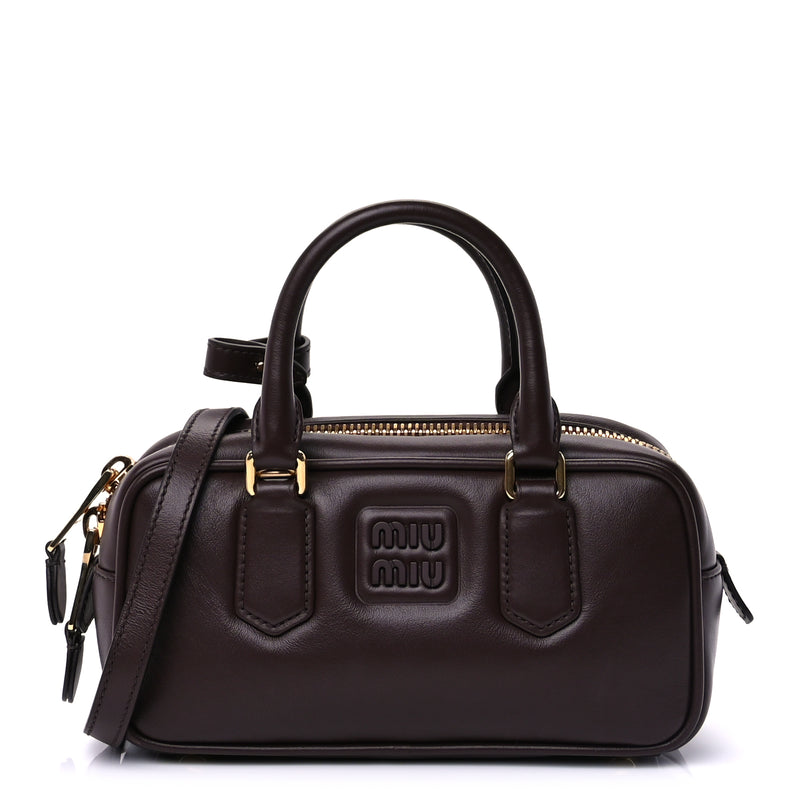  Miu Miu Calfskin Regular Arcadie Top Handle Bag Briarwood