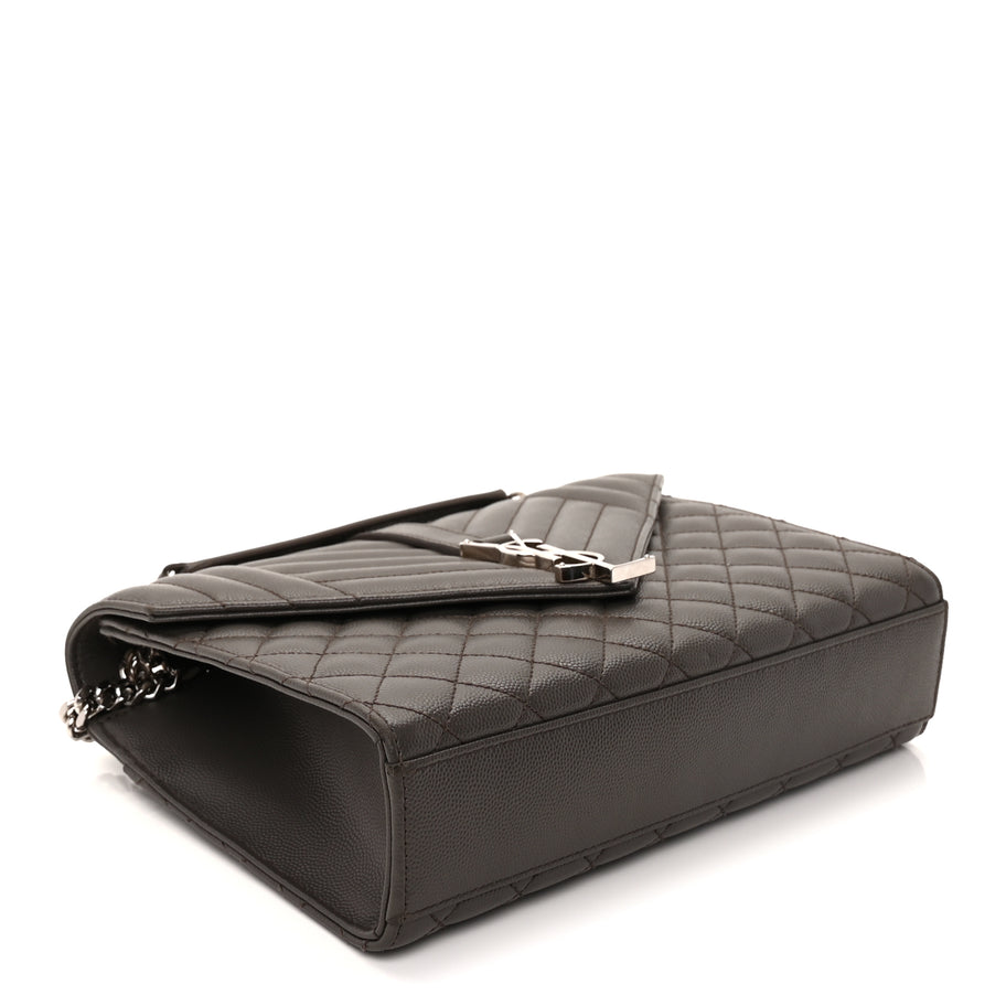 Saint Laurent Grain De Poudre Textured Mixed Matelasse Medium Triquilt Monogram Satchel  Earth Image 3