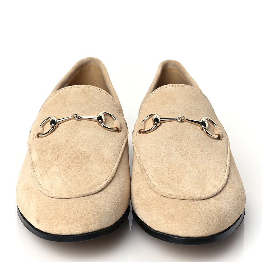 Gucci Suede Horsebit Womens Jordaan Loafers 39 Pink Sand Image 3