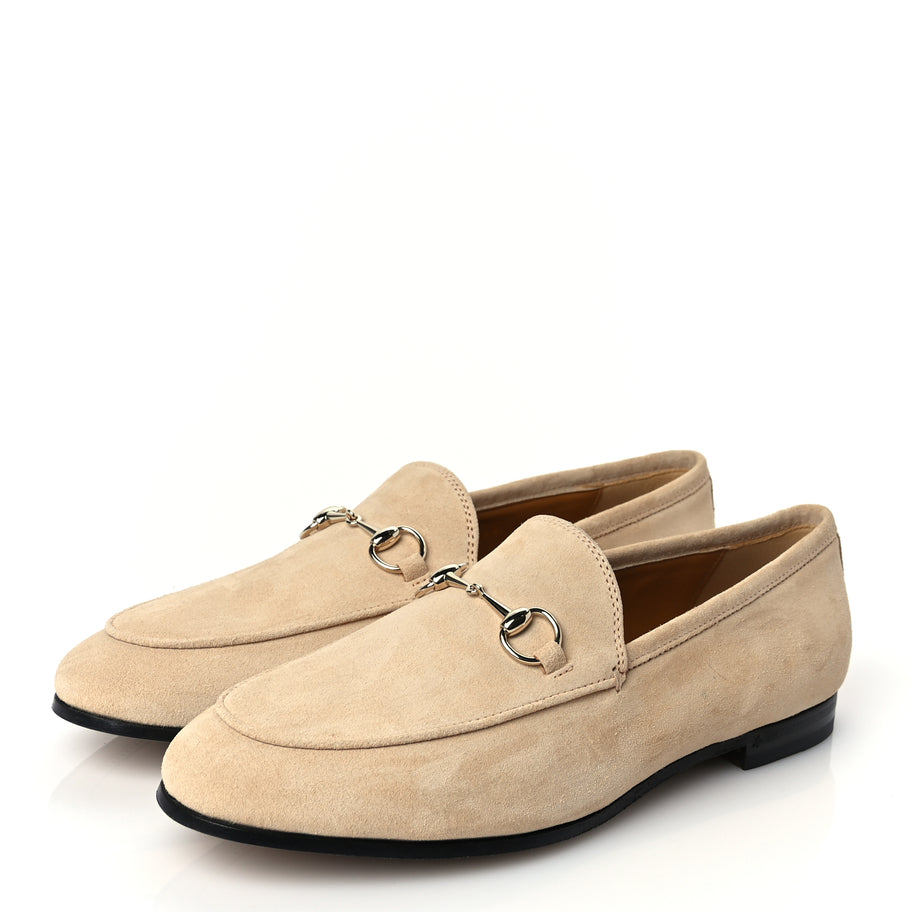 Gucci Suede Horsebit Womens Jordaan Loafers 39 Pink Sand Image 4