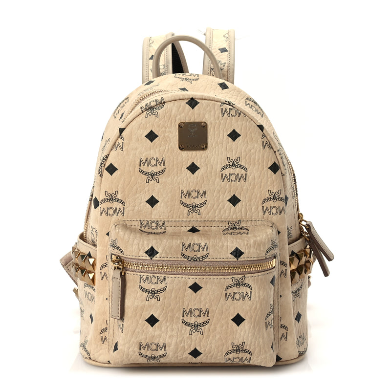  MCM Visetos Side Stud Mini Stark Backpack Beige
