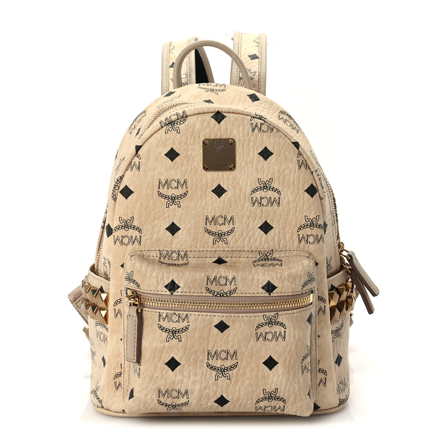MCM Visetos Side Stud Mini Stark Backpack Beige Image 1