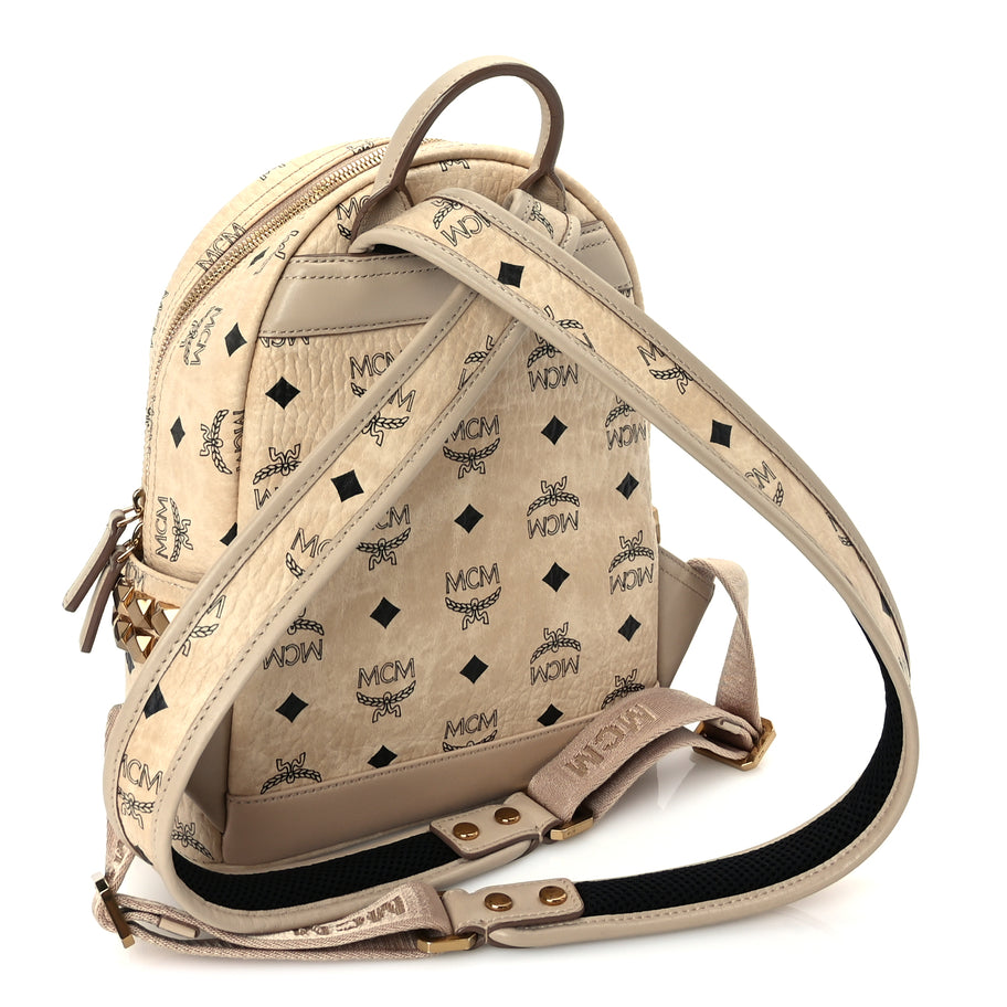 MCM Visetos Side Stud Mini Stark Backpack Beige Image 2