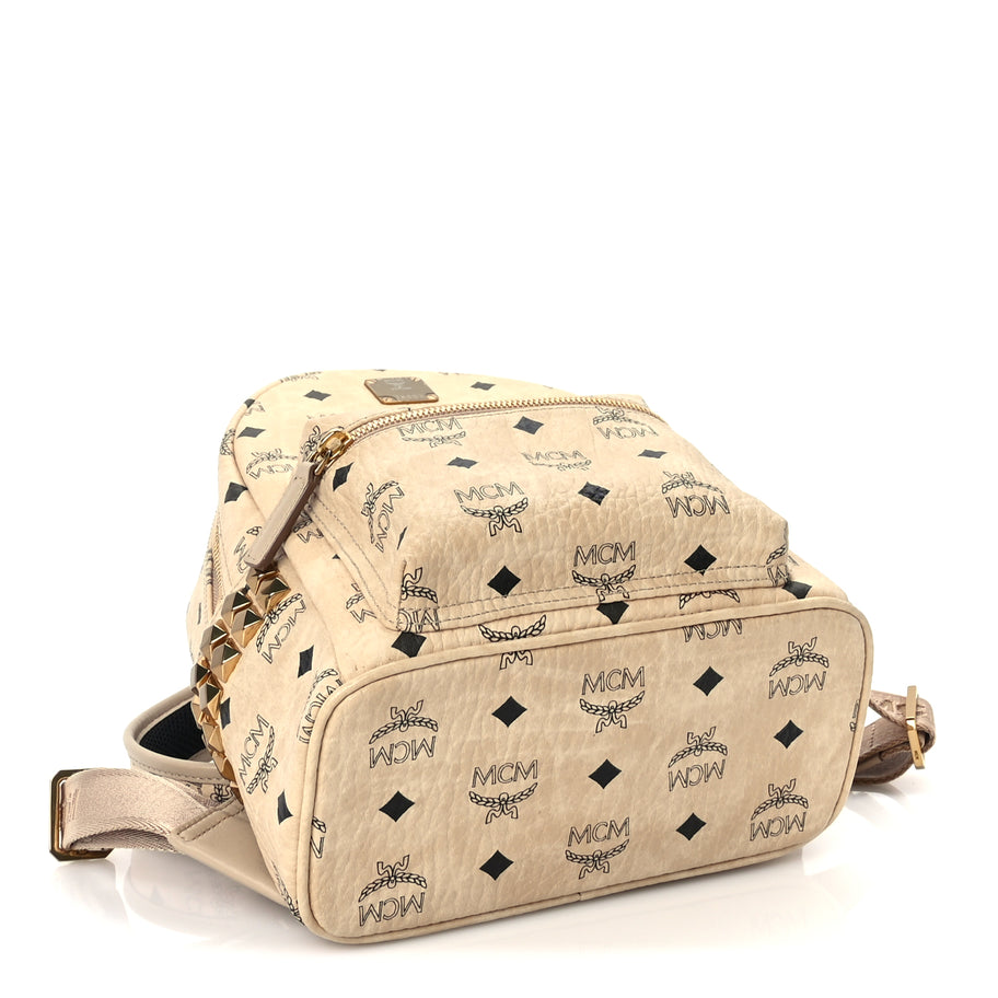 MCM Visetos Side Stud Mini Stark Backpack Beige Image 3