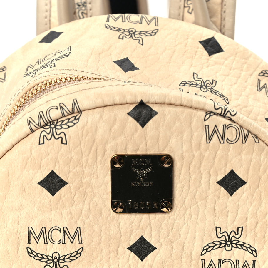 MCM Visetos Side Stud Mini Stark Backpack Beige Image 6
