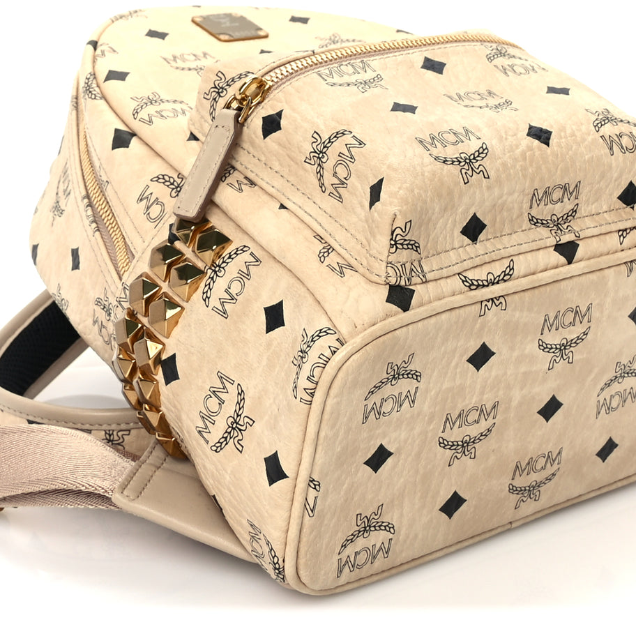 MCM Visetos Side Stud Mini Stark Backpack Beige Image 7