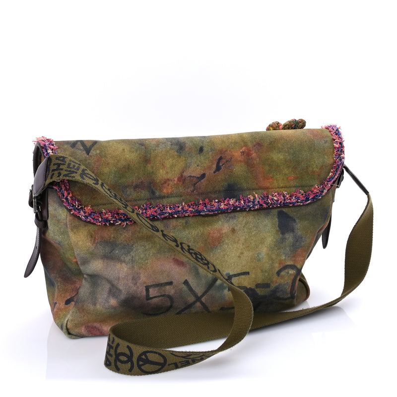  Chanel Washed Toile Large Graffiti On The Pavements Messenger Khaki Multicolor