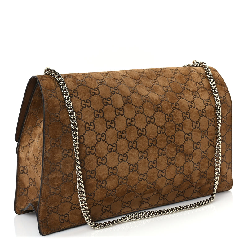  Gucci Suede GG Embossed Large Dionysus Shoulder Bag  Pepper Brown