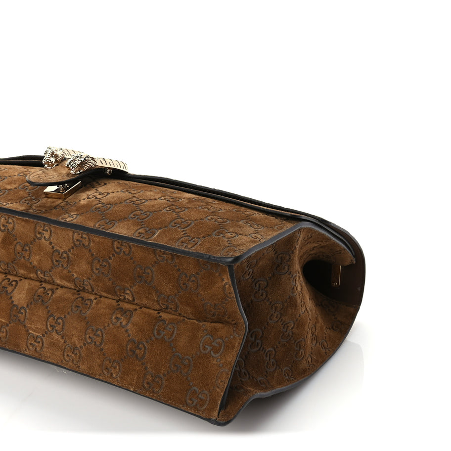 Gucci Suede GG Embossed Large Dionysus Shoulder Bag  Pepper Brown Image 8