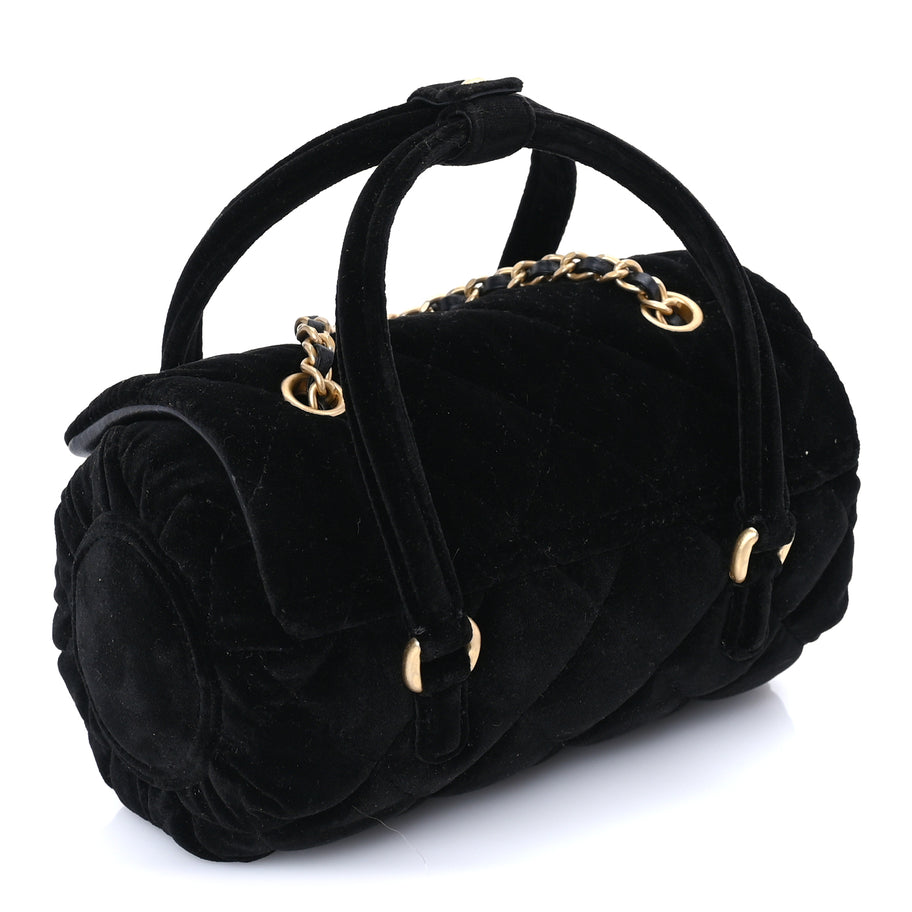Chanel Velvet Quilted Mini Top Handle Flap  Black Image 2