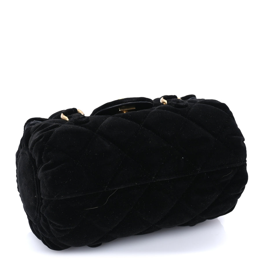 Chanel Velvet Quilted Mini Top Handle Flap  Black Image 3