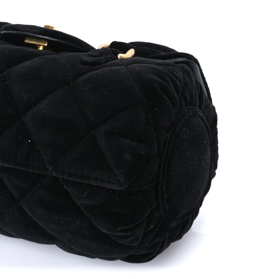 Chanel Velvet Quilted Mini Top Handle Flap  Black Image 9