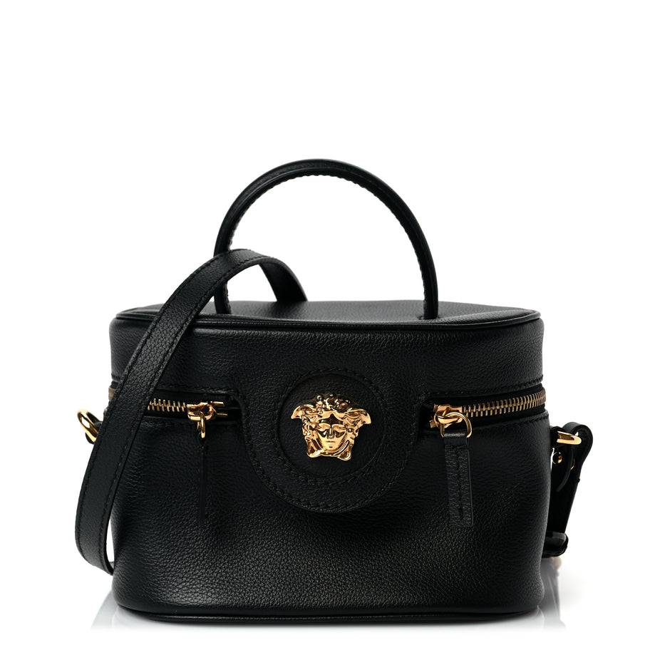 Versace Grained Calfskin La Medusa Mini Shoulder Bag Black Image 1