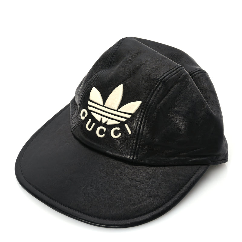  Gucci GUCCI X ADIDAS Dollar Calfskin Trefoil Stefanos Baseball Hat S Black