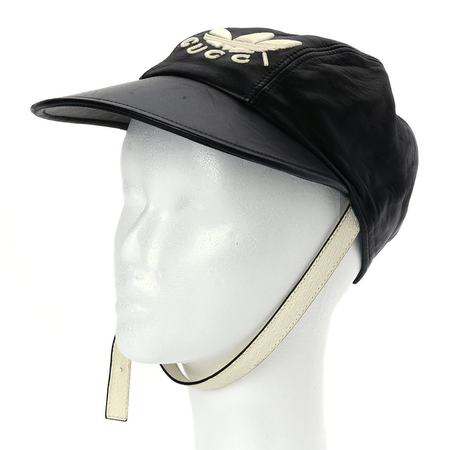 Gucci GUCCI X ADIDAS Dollar Calfskin Trefoil Stefanos Baseball Hat S Black Image 2
