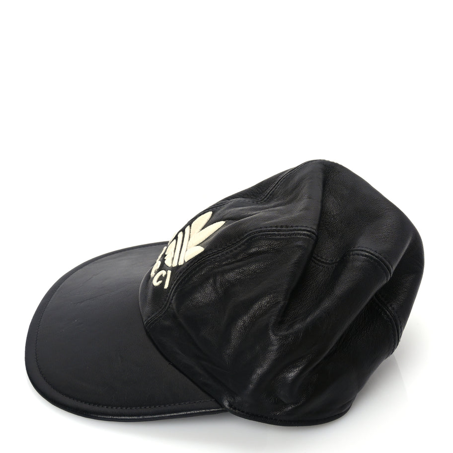 Gucci GUCCI X ADIDAS Dollar Calfskin Trefoil Stefanos Baseball Hat S Black Image 4