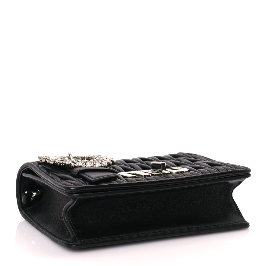 Miu Miu Matelasse Crystal Embellished Shoulder Bag Black Image 3