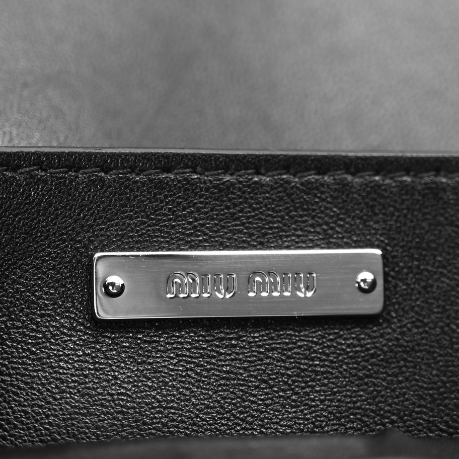 Miu Miu Matelasse Crystal Embellished Shoulder Bag Black Image 5