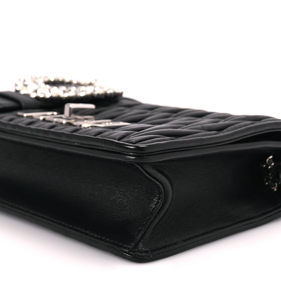 Miu Miu Matelasse Crystal Embellished Shoulder Bag Black Image 8