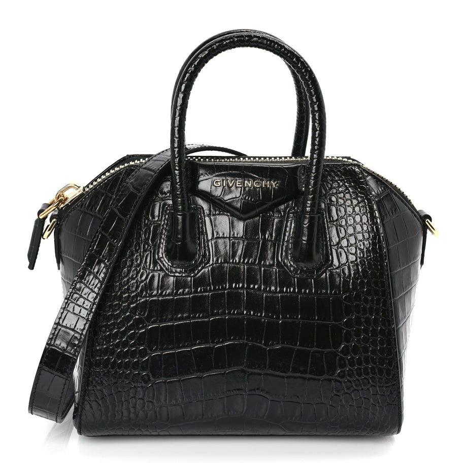 Givenchy Calfskin Crocodile Embossed Mini Antigona Black Image 1