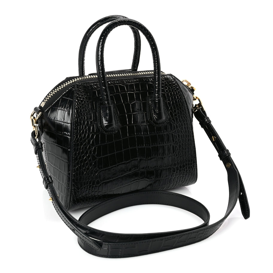 Givenchy Calfskin Crocodile Embossed Mini Antigona Black Image 2