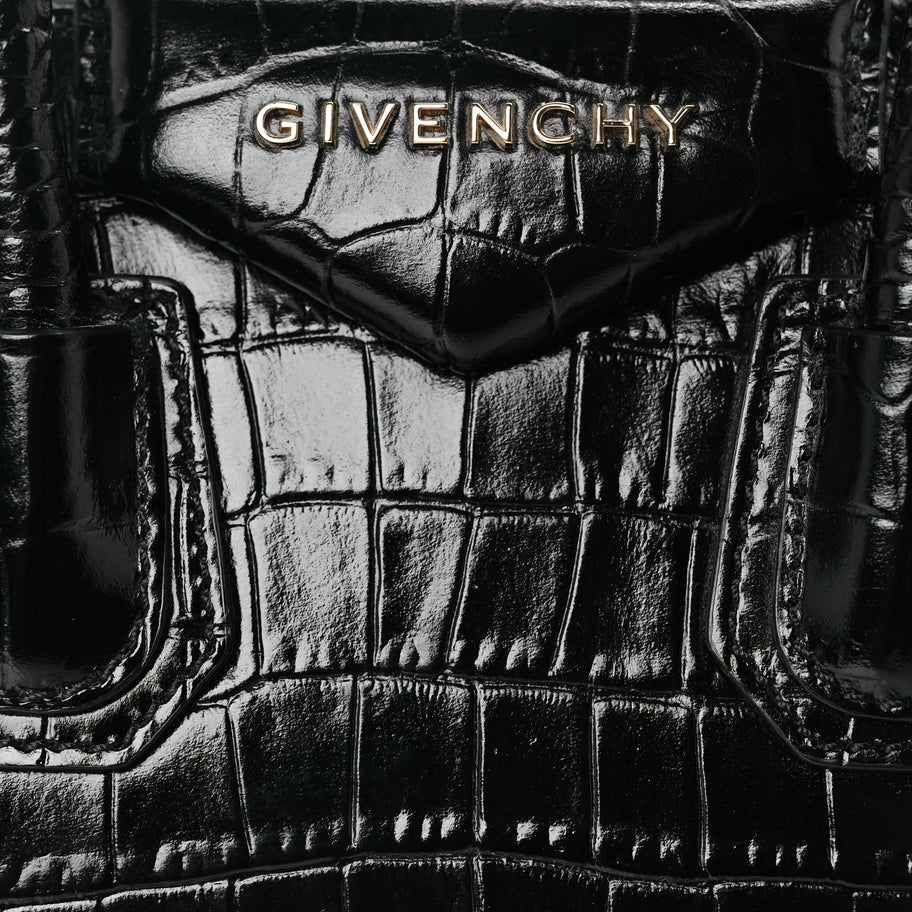 Givenchy Calfskin Crocodile Embossed Mini Antigona Black Image 7
