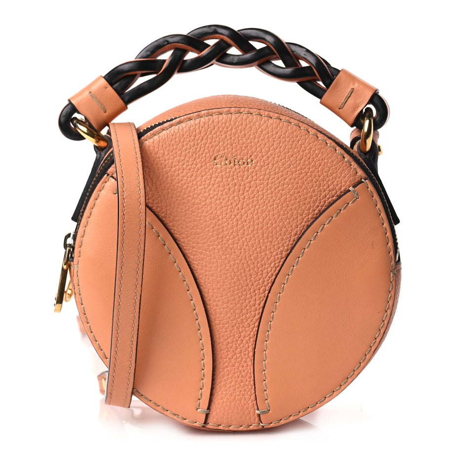 Chloe Grained Shiny Calfskin Mini Round Daria Bag Peach Bloom Image 1