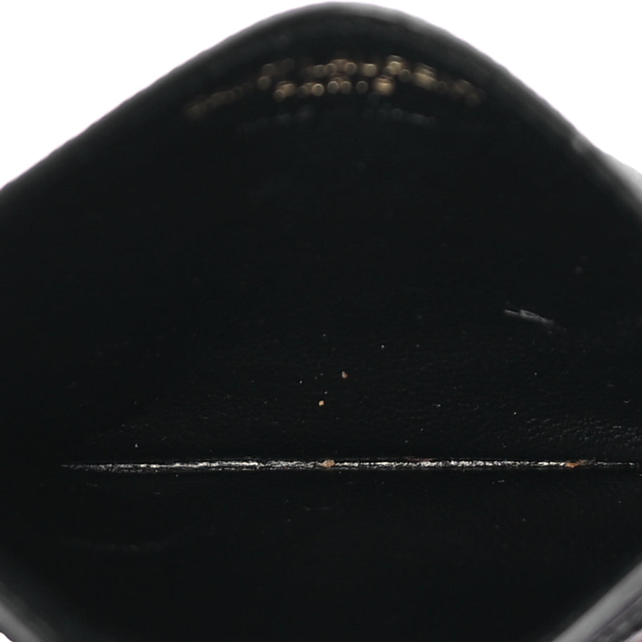 Saint Laurent Grain De Poudre Matelasse Chevron Monogram Credit Card Case Black Image 6