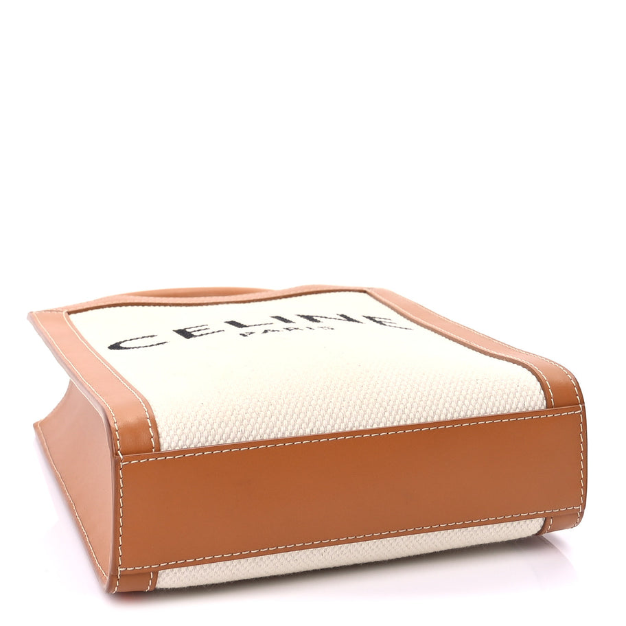Celine Canvas Calfskin Mini Vertical Cabas Natural Tan Image 3