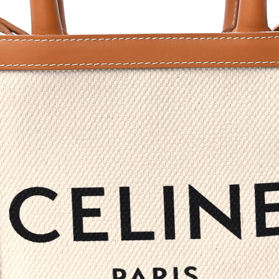 Celine Canvas Calfskin Mini Vertical Cabas Natural Tan Image 6