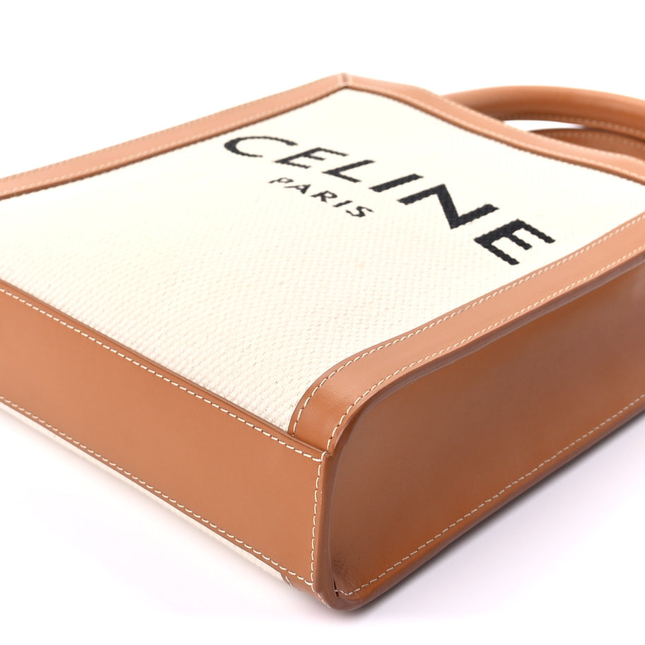 Celine Canvas Calfskin Mini Vertical Cabas Natural Tan Image 7