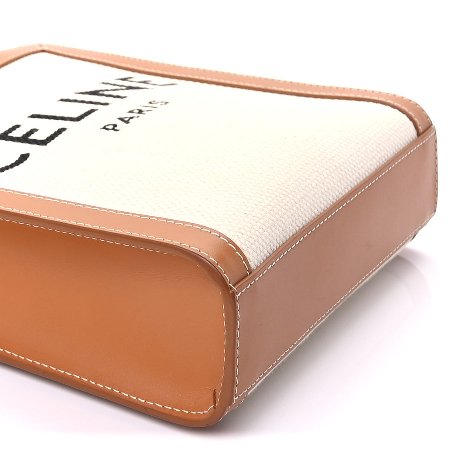 Celine Canvas Calfskin Mini Vertical Cabas Natural Tan Image 8