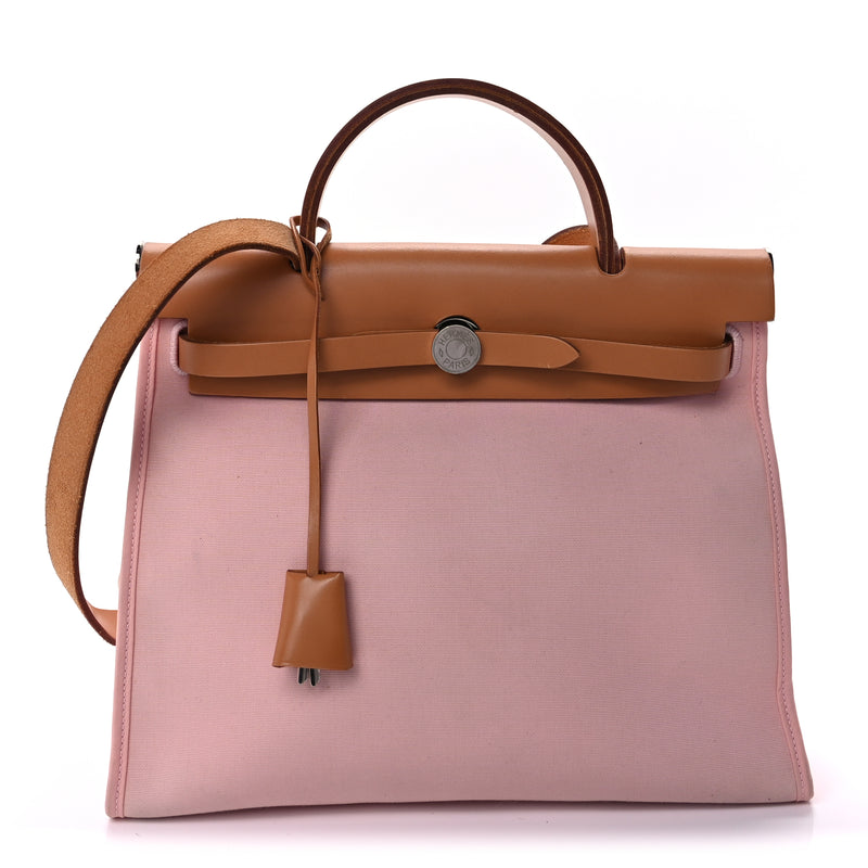  Hermes Vache Hunter Toile Herbag Zip 31 PM Rose Sakura